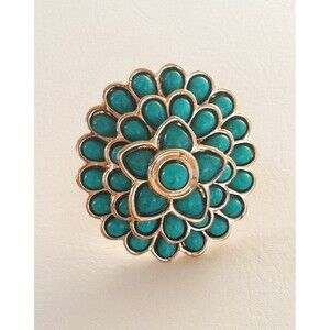 AMRITA SINGH Women's Hampton Carnation Cocktail Ring Turq 18K Gold Plate NWT 85